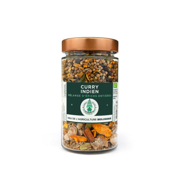 Mélange curry indien BIO dans bocal verre