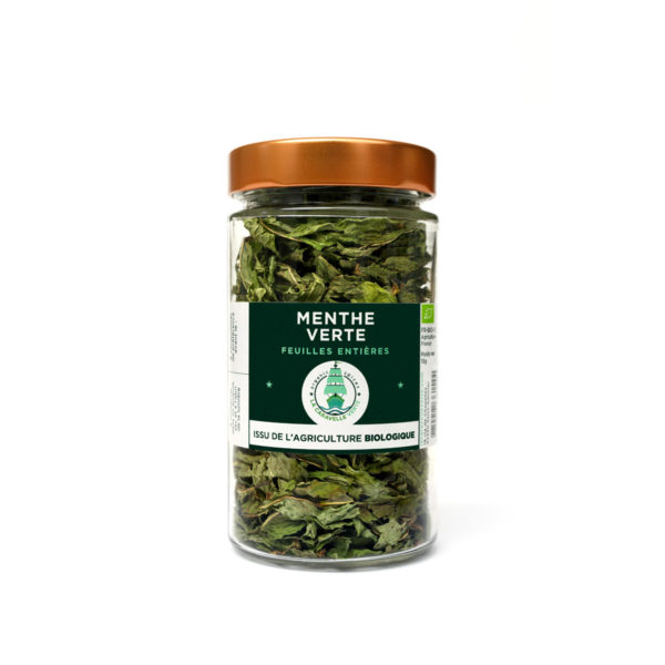 Bocal en verre menthe verte BIO