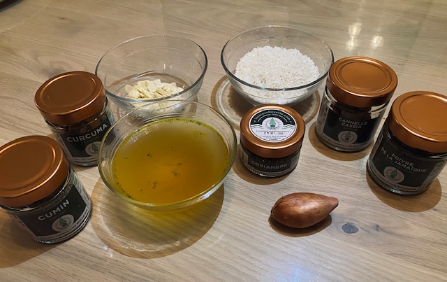Ingrédients pour le Riz parfumé aux épices