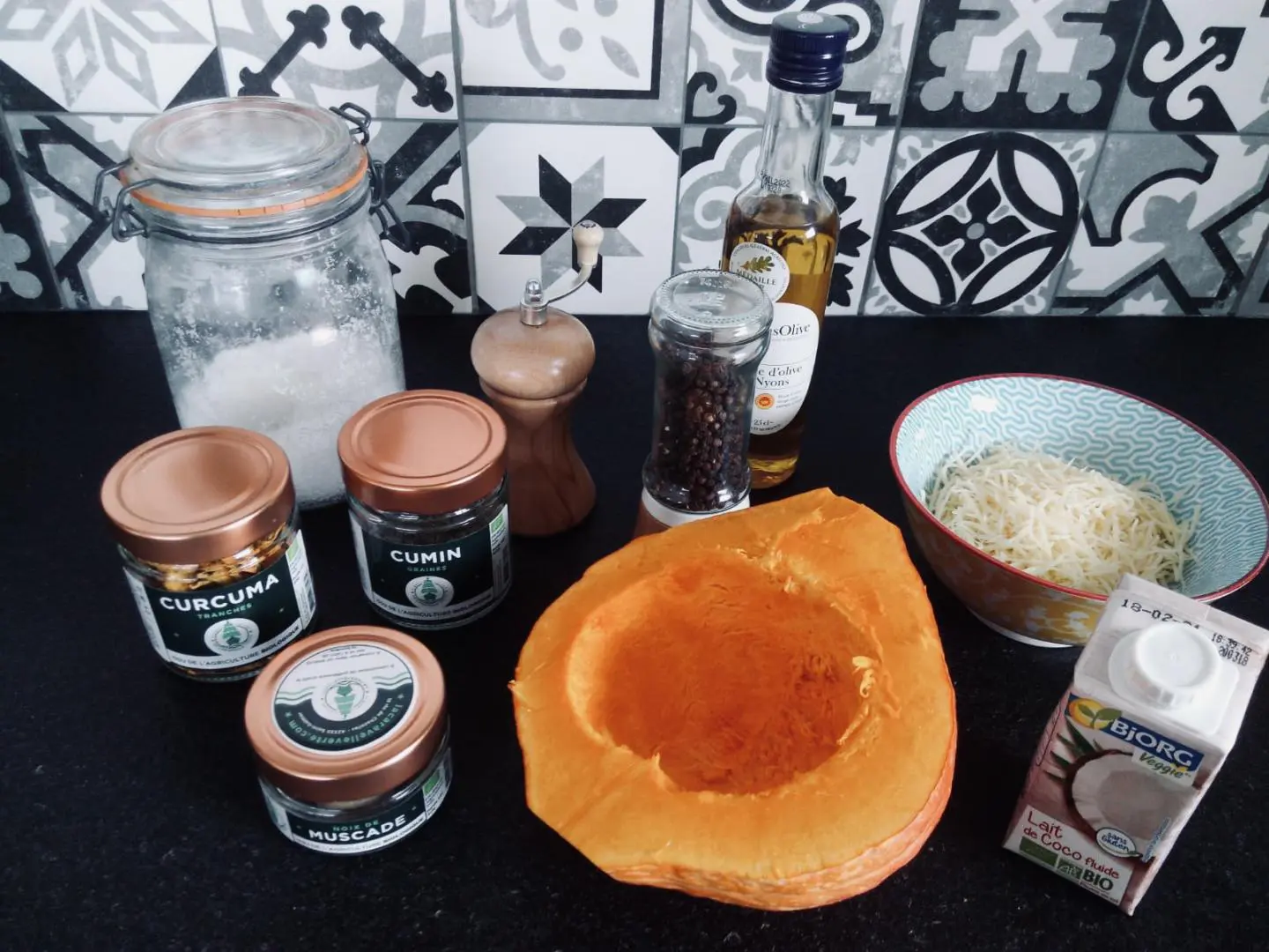 Ingrédients pour le gratin de potimarron