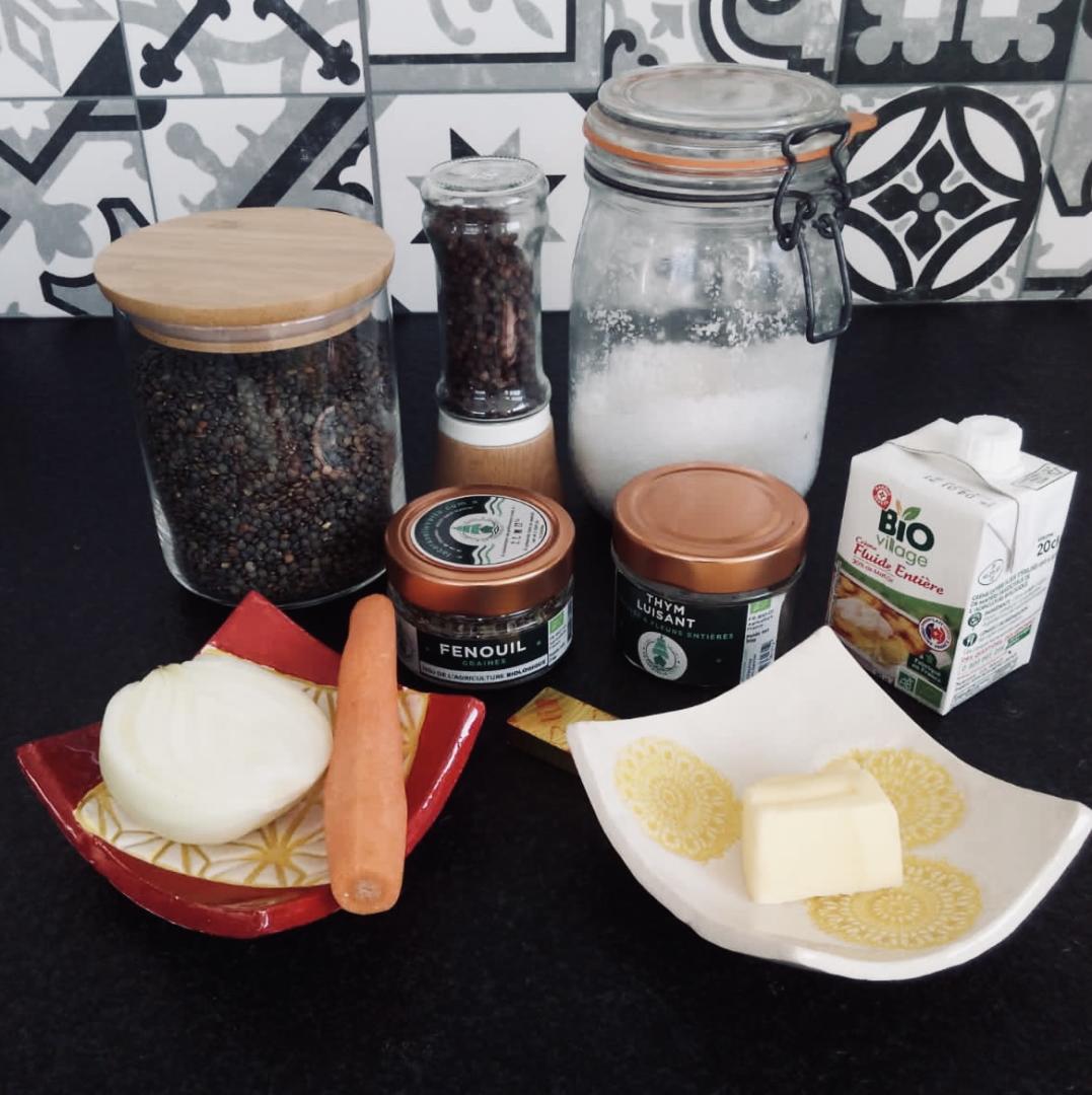 Ingrédients pour le velouté de lentilles et fenouil