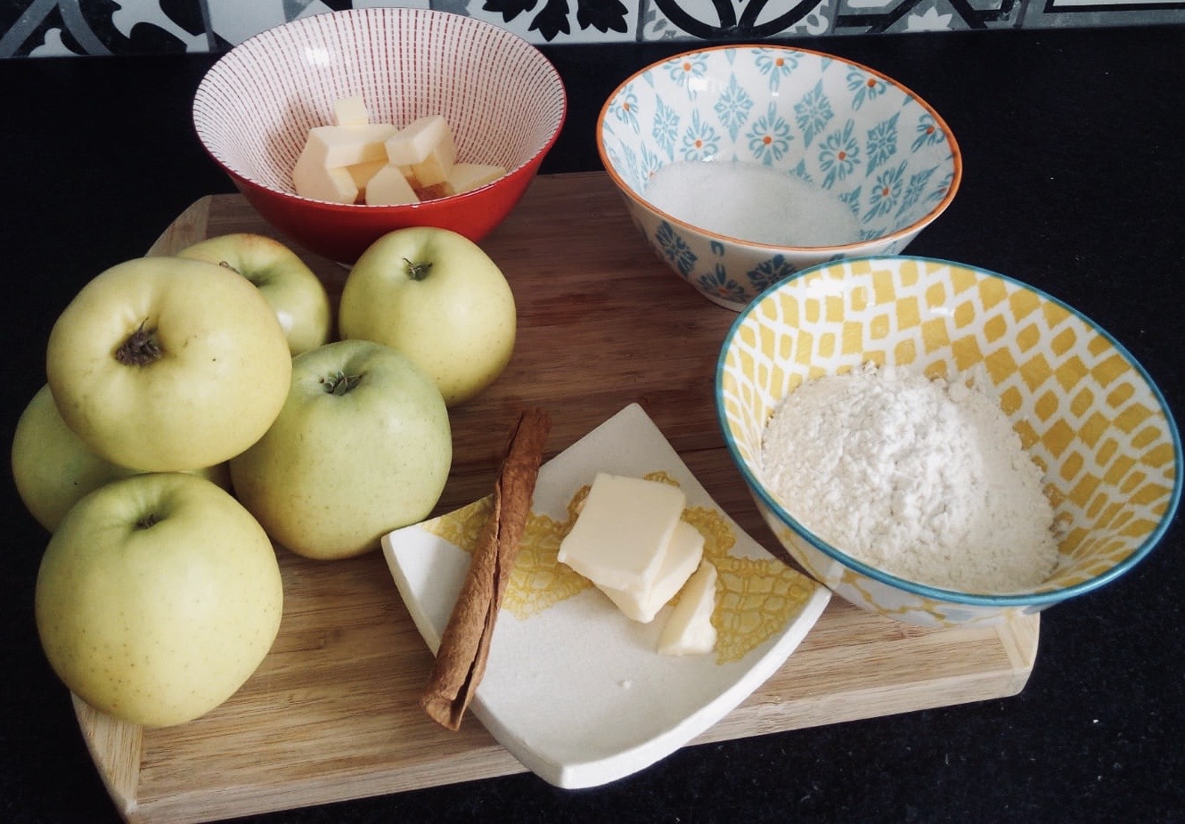 Ingrédients pour le crumble pommes cannelle