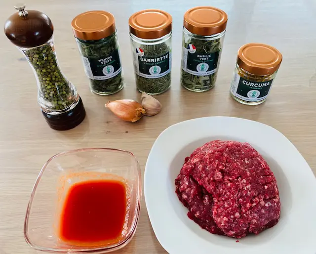 Ingrédients pour les brochettes de boeuf