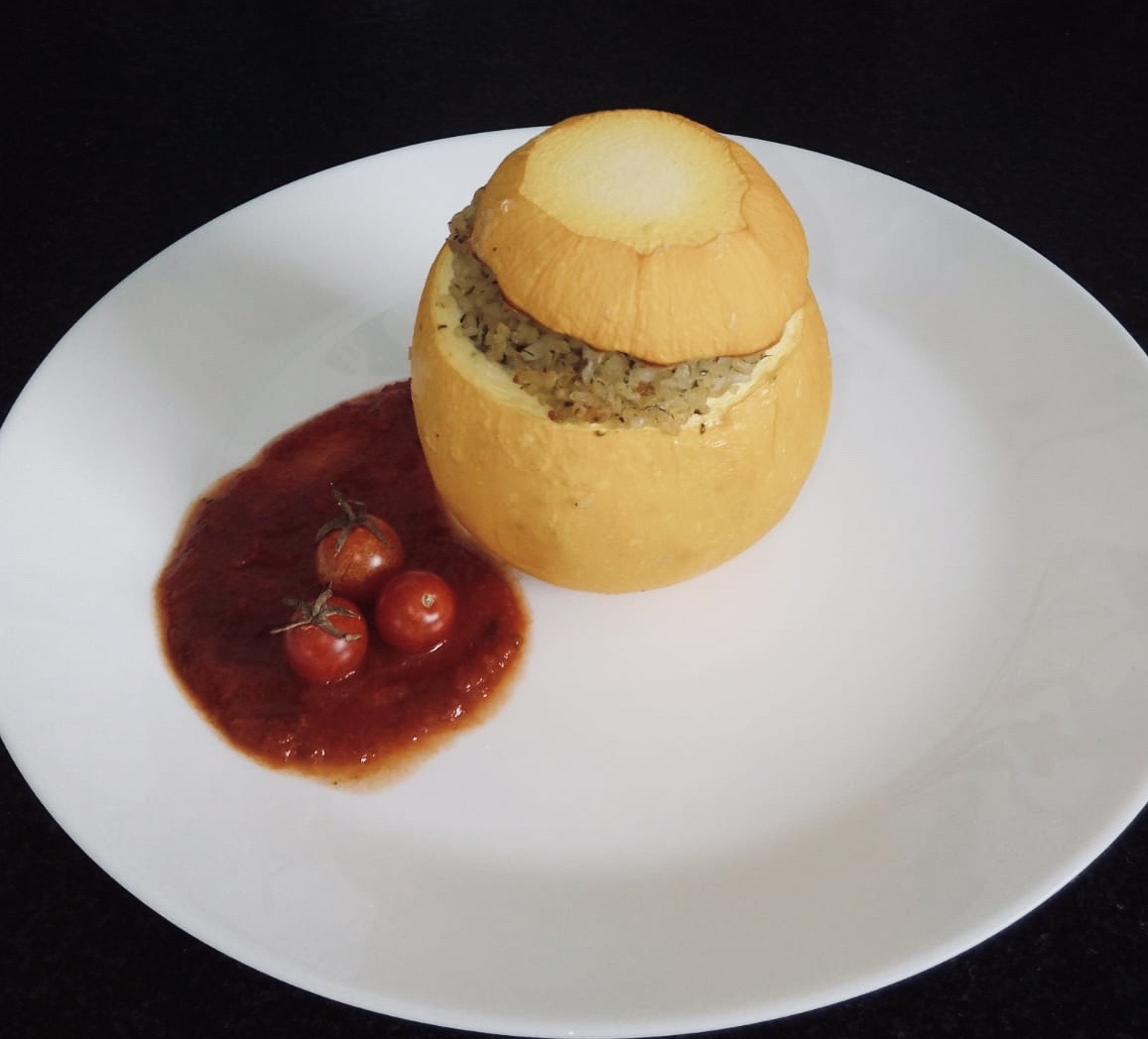 Courgette farcie au boulgour et plantes aromatiques Bio