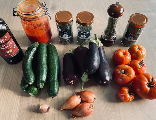 Ingrédients pour la ratatouille maison Bio